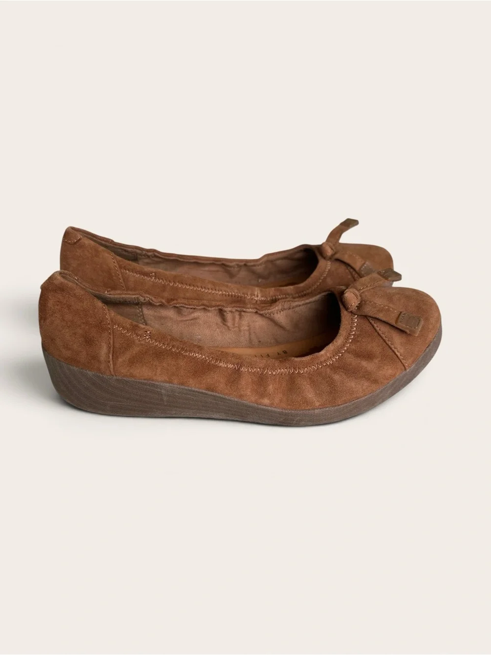 Fitflop Brown Suede Ballet Flats with Bow Accent - Picture 3 of 6